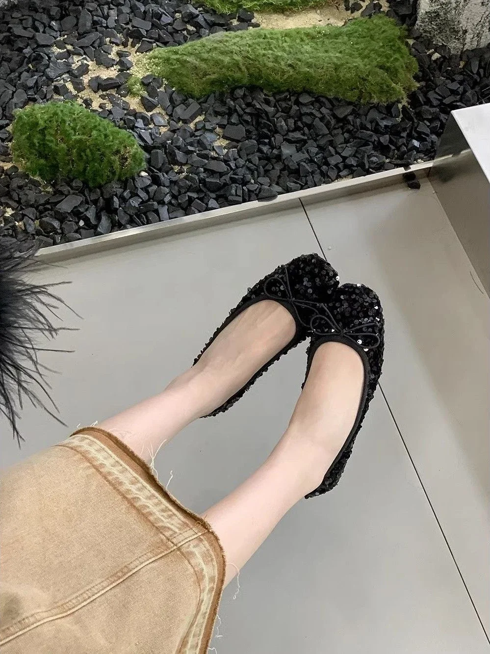 Evening Woman Flats Square Toe Slip-on Shoes for Women Korean Fashion Style Chic and Elegant Stylish Clothing Trend 2025 A Line - Image 6