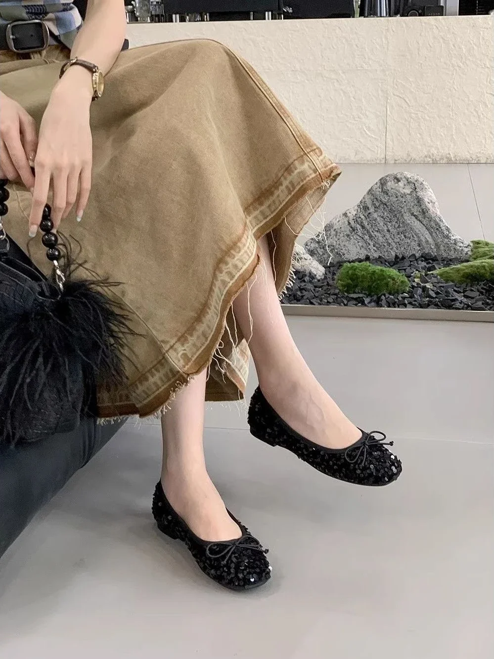 Evening Woman Flats Square Toe Slip-on Shoes for Women Korean Fashion Style Chic and Elegant Stylish Clothing Trend 2025 A Line - Image 2
